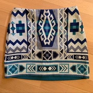 H&M Blue Patterned Mini Skirt